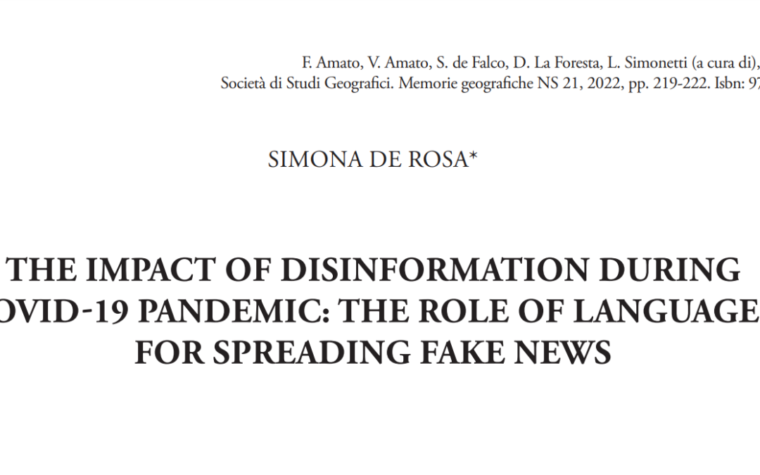 Paper published on the role of the language in spreading fake news during the Covid-19 emergency